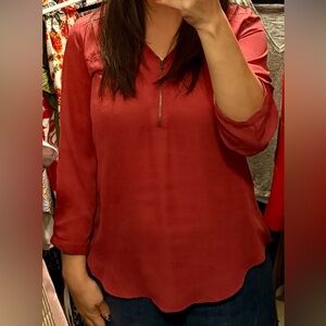 Maurices Rust Red Zip-Front Tunic Top
